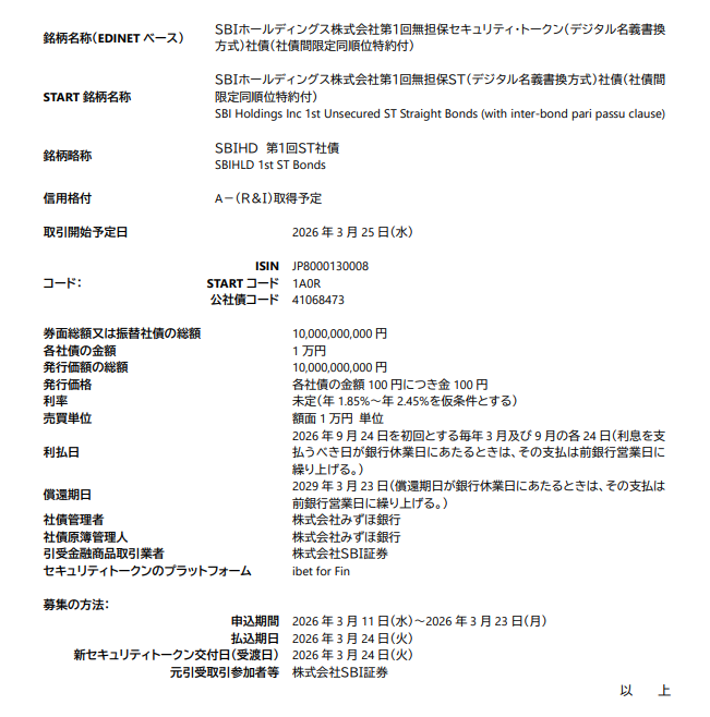 債券 ST］新規取扱銘柄概要（2026 年 2 月 20 日公表） | 大阪デジタル